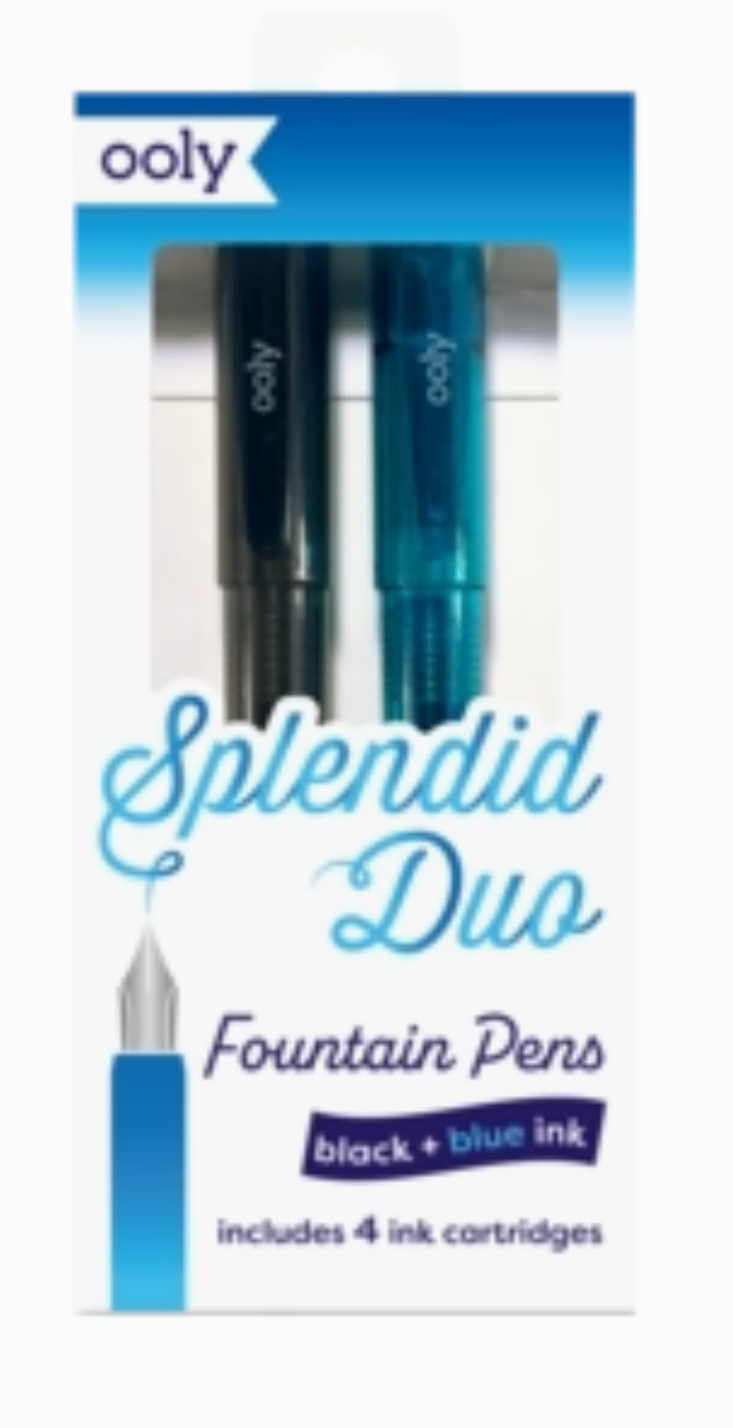 Ooly Splendid Duo Fountain Pens: Black & Blue Inks Set of 2 Pens