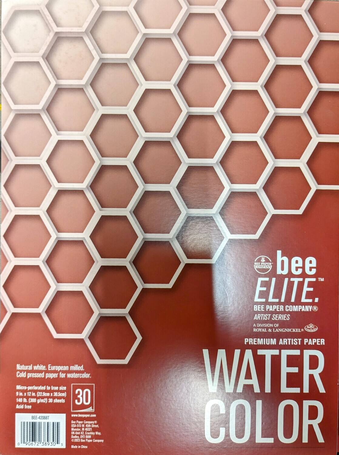bee Elite Watercolor Pad 9&quot;x12&quot; Glue Bound