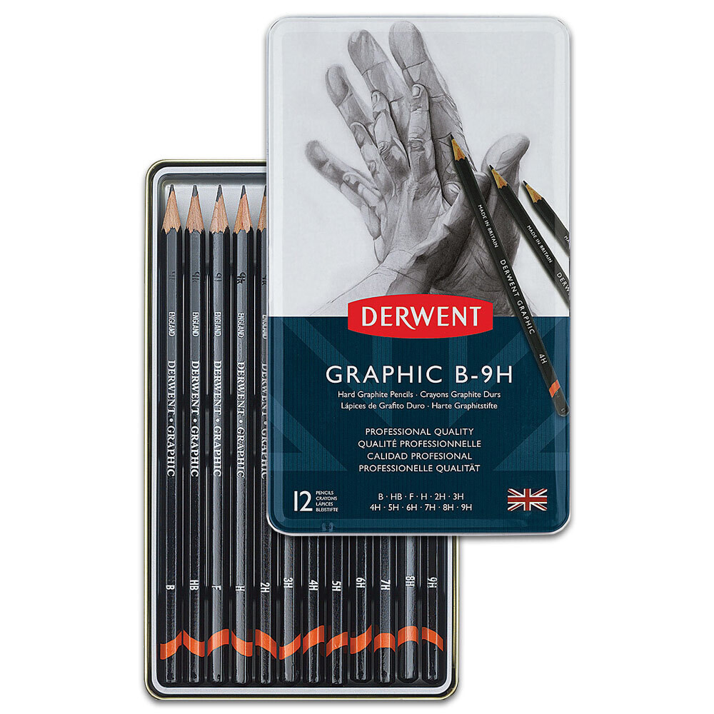 Derwent Graphic Pencil Technical Set of 12 in a Tin Case