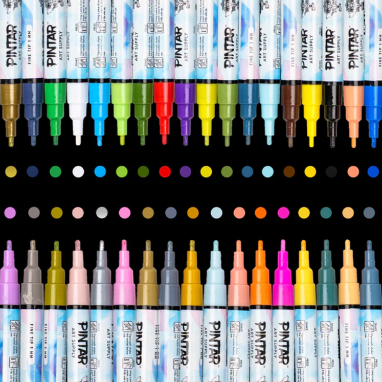 Pintar Acrylic Paint Markers 35 Pack of Fine 1mm tip