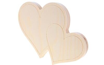 Good Wood Two Hearts Shaped Panel, 5" x 7"