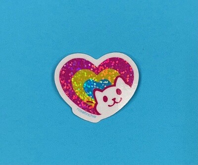 Pan Pride Cat Heart, glitter sticker by rosefinchie