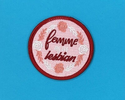 Femme as in Lesbian, embroidered patch by rosefinchie