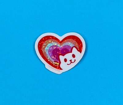 Lesbian Pride Cat Heart, glitter sticker by rosefinchie