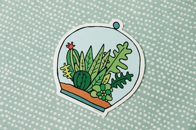 Succulent Terrarium, die cut vinyl sticker by Free Period Press