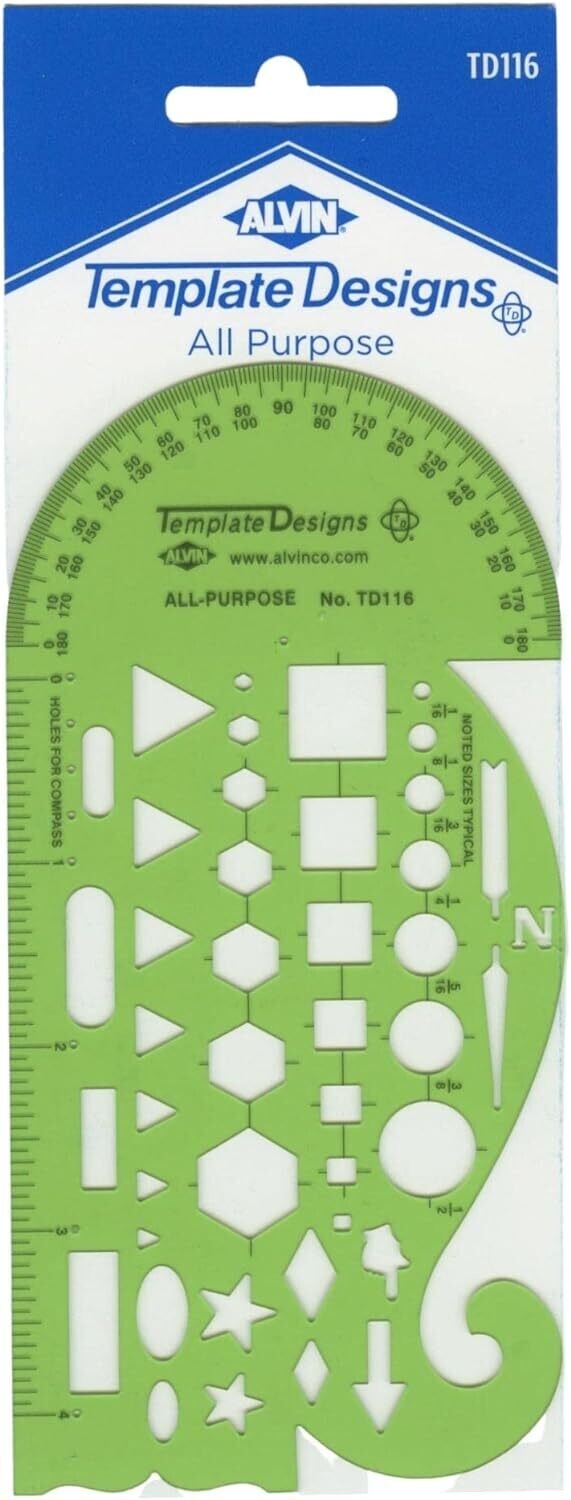 Alvin Drafting - All Purpose Template - Mapping Symbols - 3&quot; x 5.75&quot;