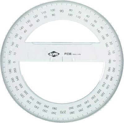 Alvin Drafting - 6" Protractor, 360 degrees - clear plastic