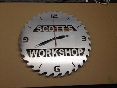 10" Circular Saw Blade Clock w/YOUR TEXT Real Metal Art Handmade in the USA