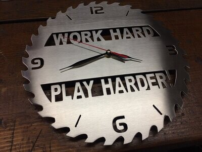 12" Circular Saw Blade CLOCK w/YOUR Text Real Metal Art - Handmade in the USA
