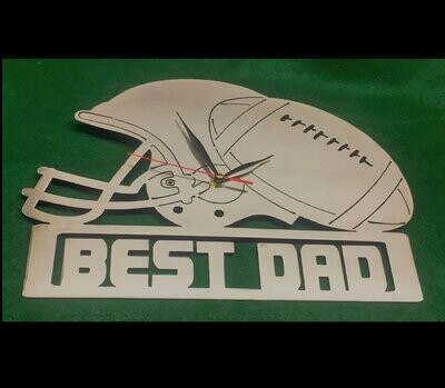11"x14" Football & Helmet Metal Clock with "BEST DAD" (or your Custom Text) Unique Metal Art - Handmade in the USA