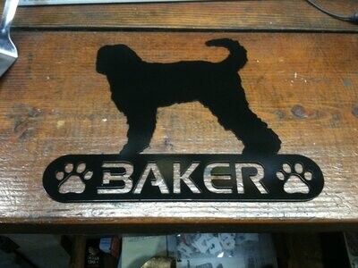 12" Dog Plaque YOUR BREED w/Your Text Metal Art Yard Decor! Dog House Sign - Handmade in the USA