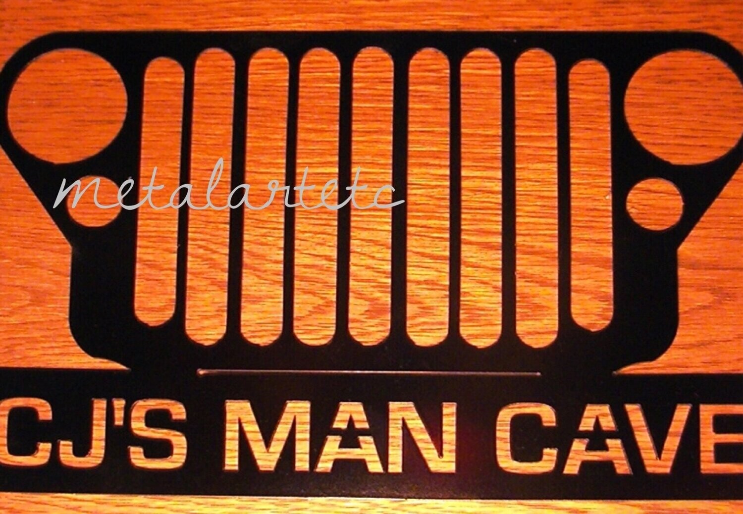 12" Willy's Jeep Grill w/YOUR TEXT Metal Art Man Cave Decor! 9-Slot - Handmade in the USA
