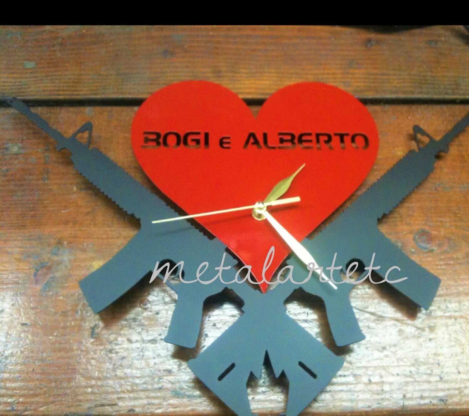 12"x18" w/YOUR Text Gun Love CLOCK Personalized Real Steel! Metal Art AR15 M4 - Handmade in the USA