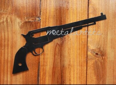12" Peace Maker Gun/Pistol Life Size Cut out of Metal Wild West/Cowboy Theme Metal Art Wall Decor - Handmade in the USA