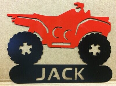 6" ATV/Quad YOUR Text Back to school gift Metal Art Plaque Sign Kid's Room Decor! Handmade in the USA