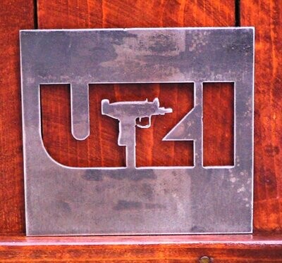 6" UZI Machine Gun Decorative Metal Art Sign Plaque Man Cave Wall Decor - Handmade in the USA