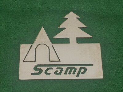 Custom Made "SCAMP" Metal Plaque Camping Travel Trailer - Handmade in the USA
