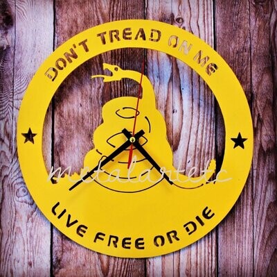 10" Do Not Tread On Me CLOCK - Live Free Or Die - Real Steel! Metal Art Hand Crafted in USA
