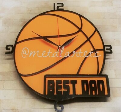 11" Basketball Metal Clock with "BEST DAD" (or your Custom Text) Real Unique Metal Art handmade in the USA