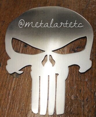 6" Punisher Skull Wall Decor for Man Cave Metal Art - Handmade in the USA