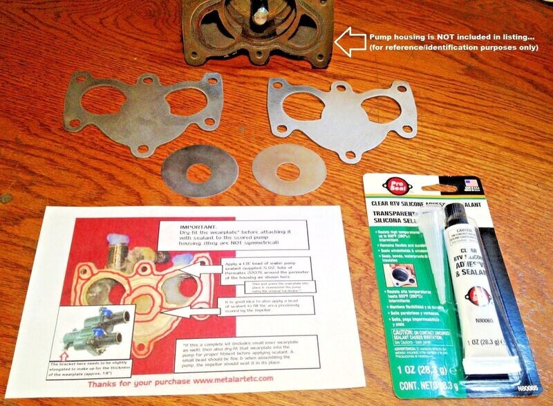 (2) Mercruiser Seawater Raw Water Pump Stainless Steel Wear Plate (2) "FULL" Kits