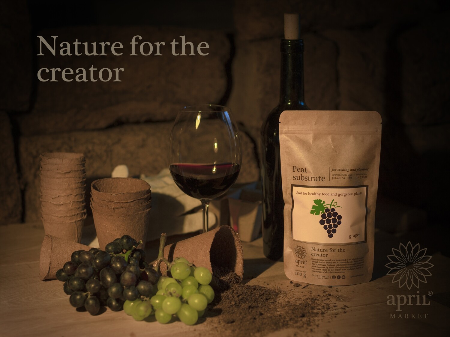GRAPES / PEAT SUBSTRATE / premium quality soil for seeding and planting grapes / hand made / 100g