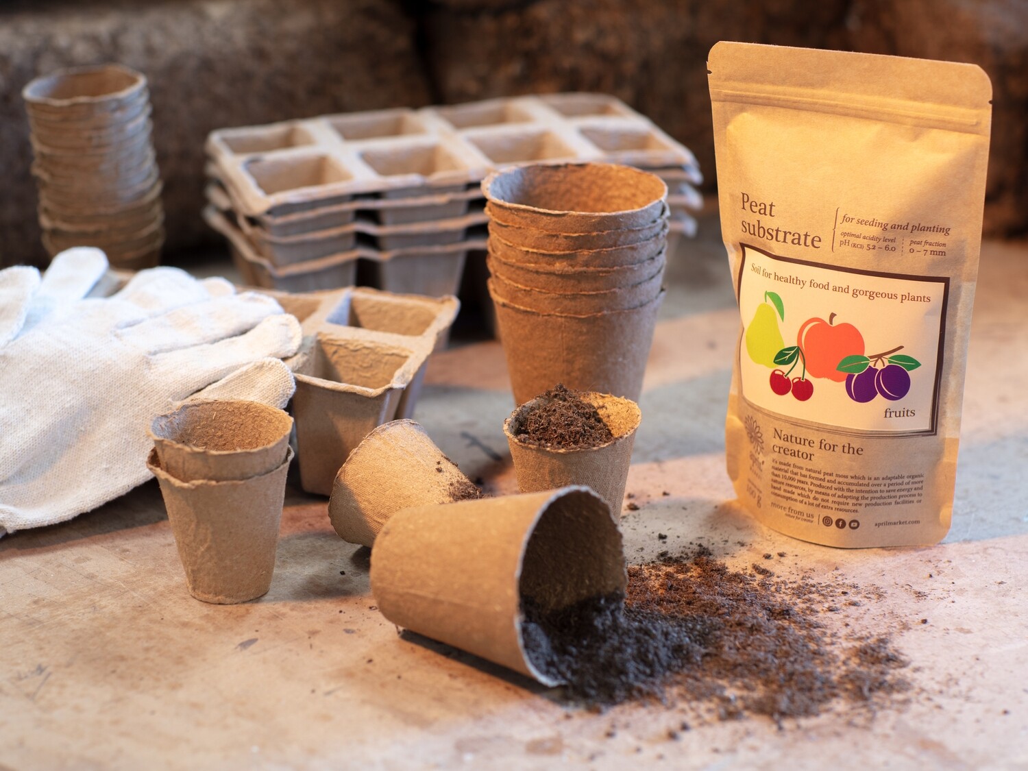 FRUITS / PEAT SUBSTRATE / premium quality soil for seeding and planting fruits / hand made / 100g
