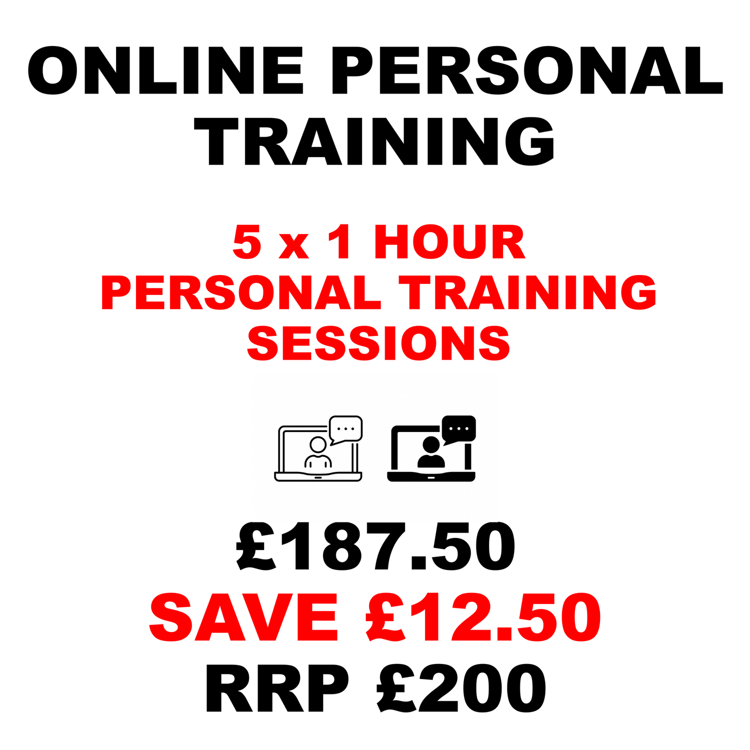5 x 1 Hour Online Personal Training Sessions