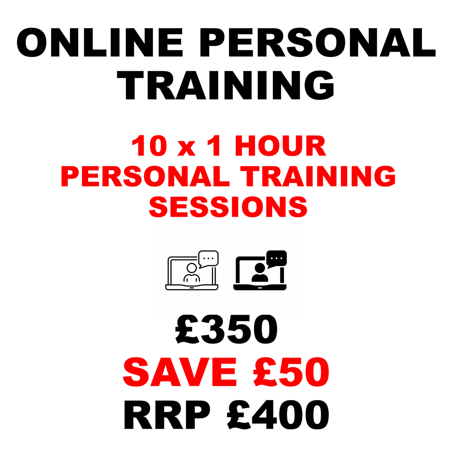 10 x 1 Hour Online Personal Training Sessions