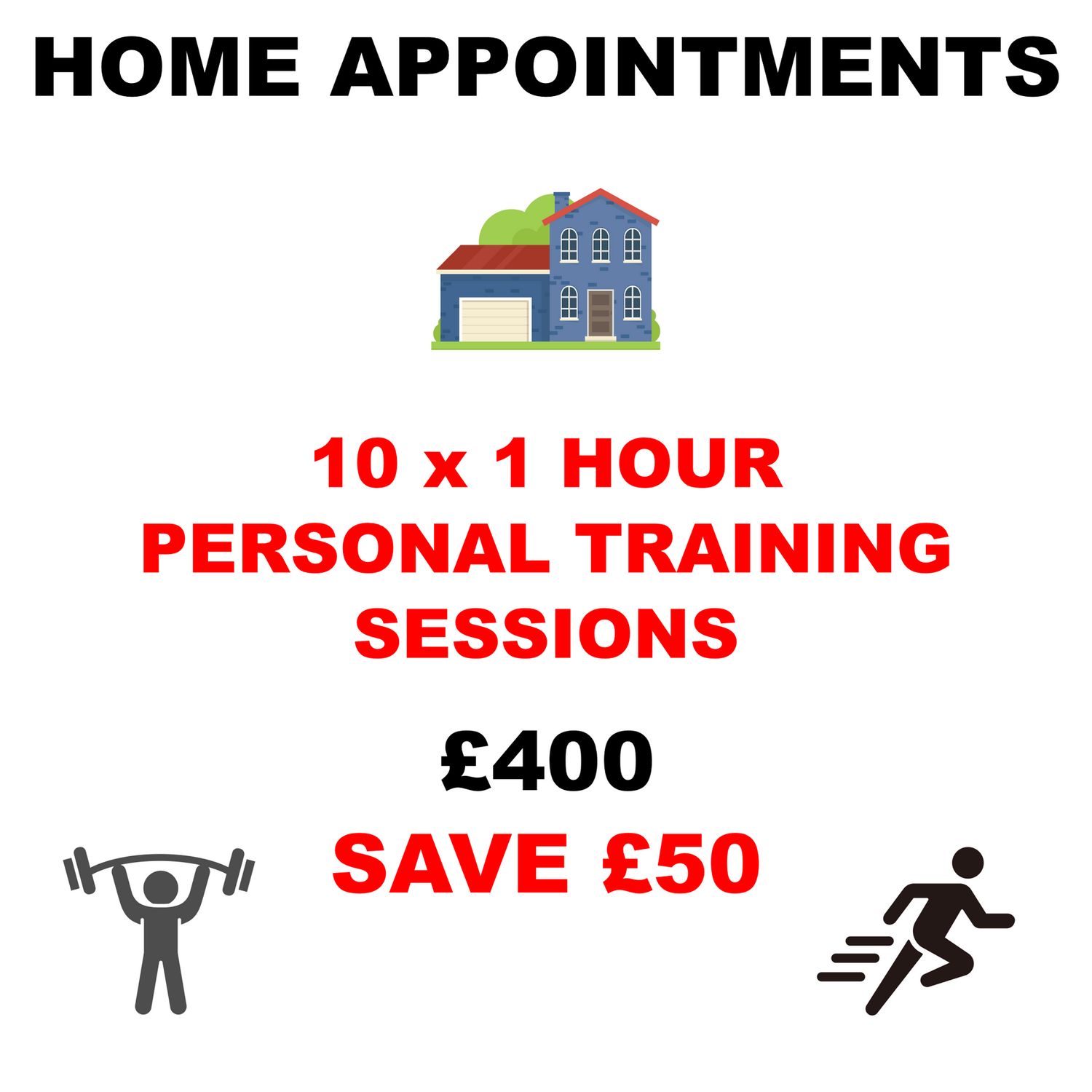 10 x 1 Hour Personal Training Sessions (Home Appointments)