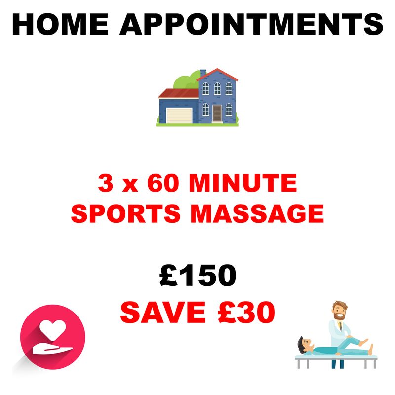 3 x 60 Minute Sports Massages (Home Appointments)