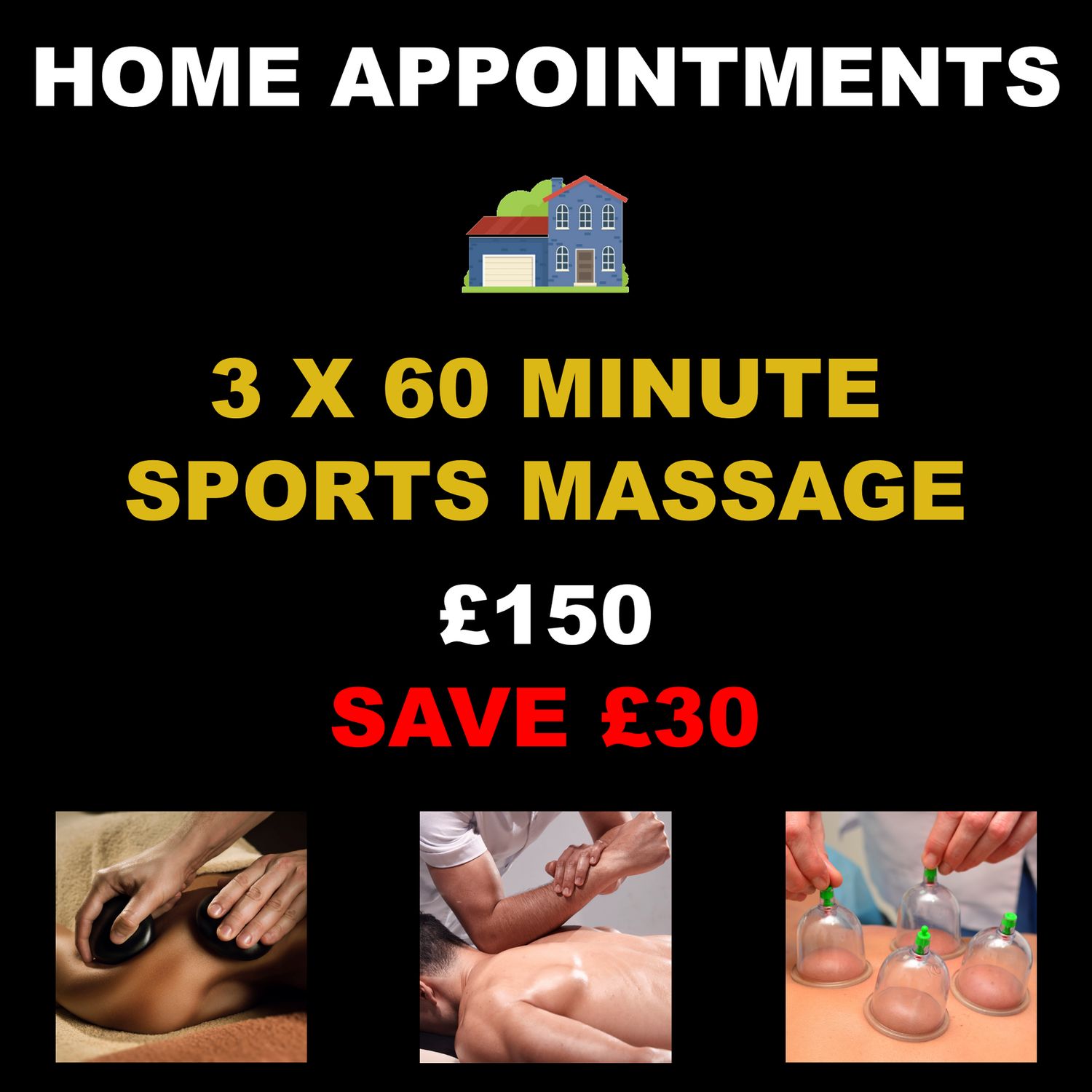 3 x 60 Minute Sports Massages (Home Appointments)