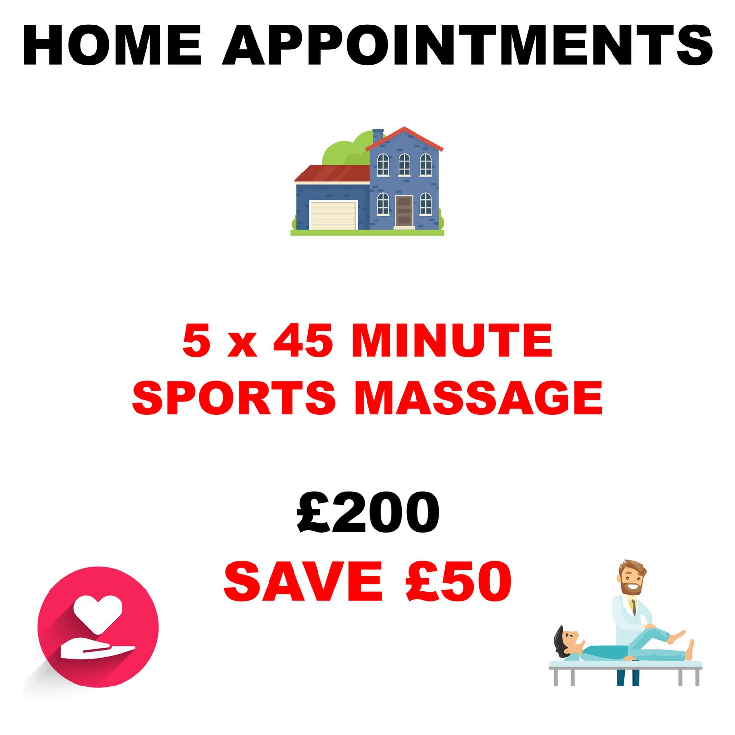 5 x 45 Minute Sports Massages (Home Appointments)