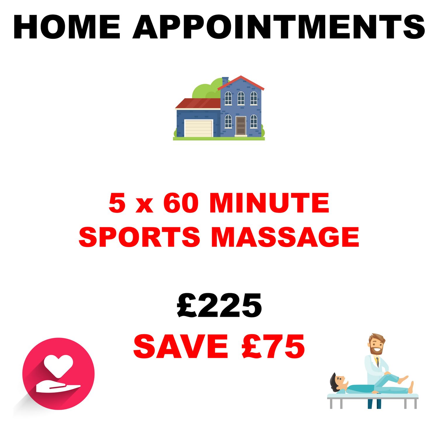 5 x 60 Minute Sports Massages (Home Appointments)