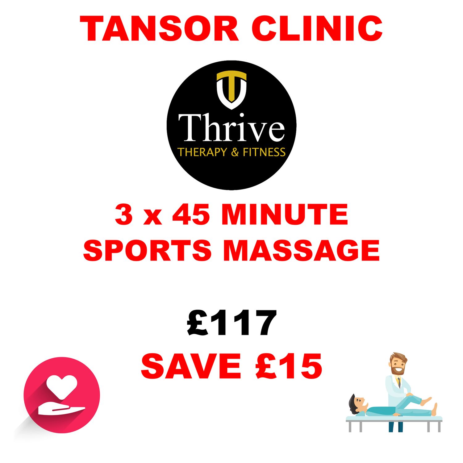 3 x 45 Minute Sports Massages (Tansor)