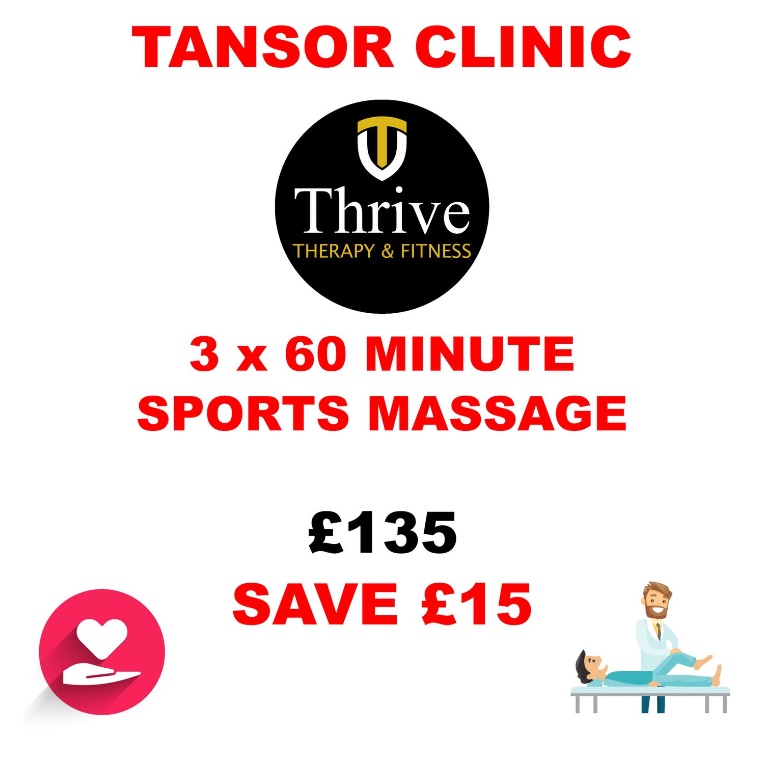 3 x 60 Minute Sports Massages (Tansor)