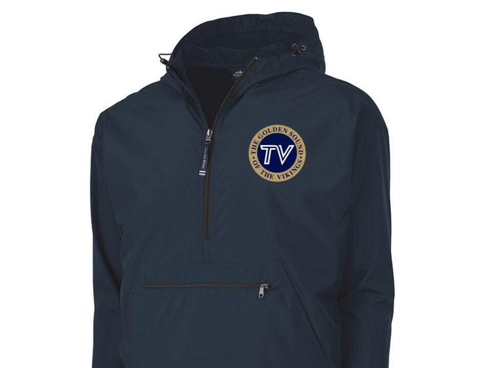 Embroidered TV Golden Sound Round Logo Pullover Windbreaker (Navy Only)