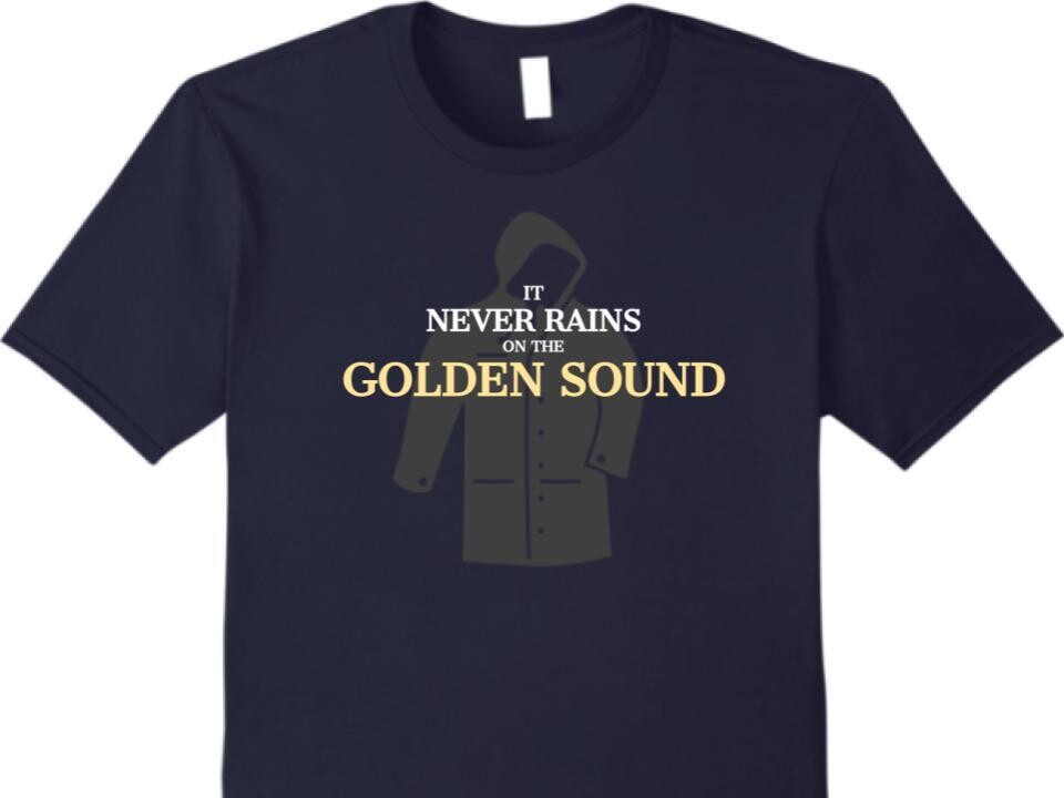 Never Rains Design on Navy Apparel
