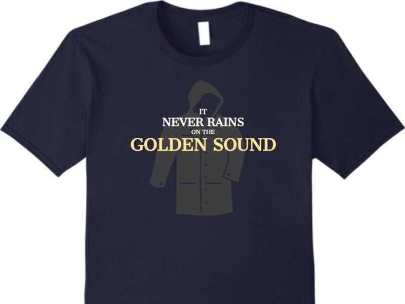 Never Rains Design on Navy Apparel