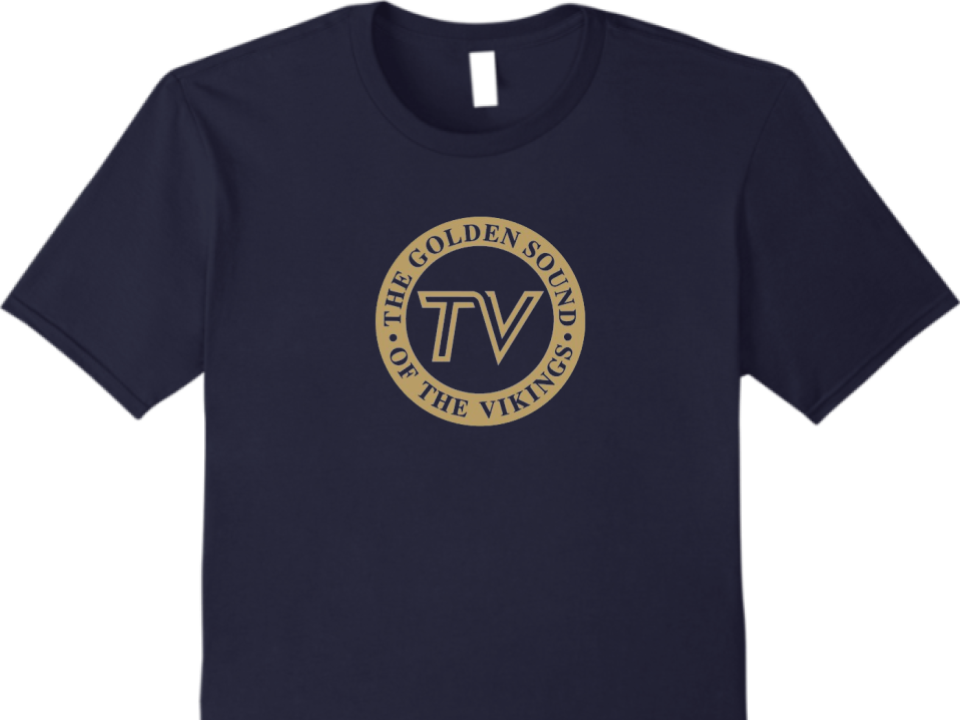 Golden Sound Round Logo Design on Navy Apparel