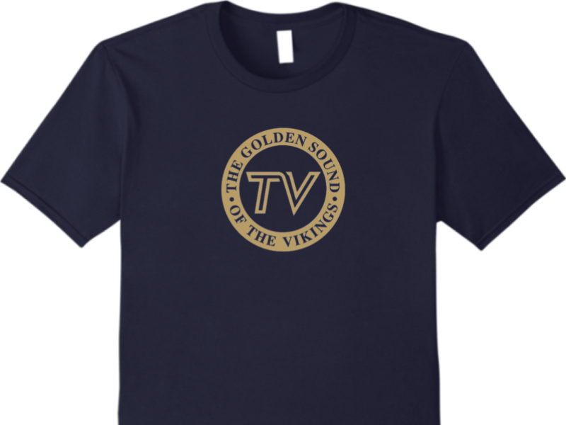 Golden Sound Round Logo Design on Navy Apparel