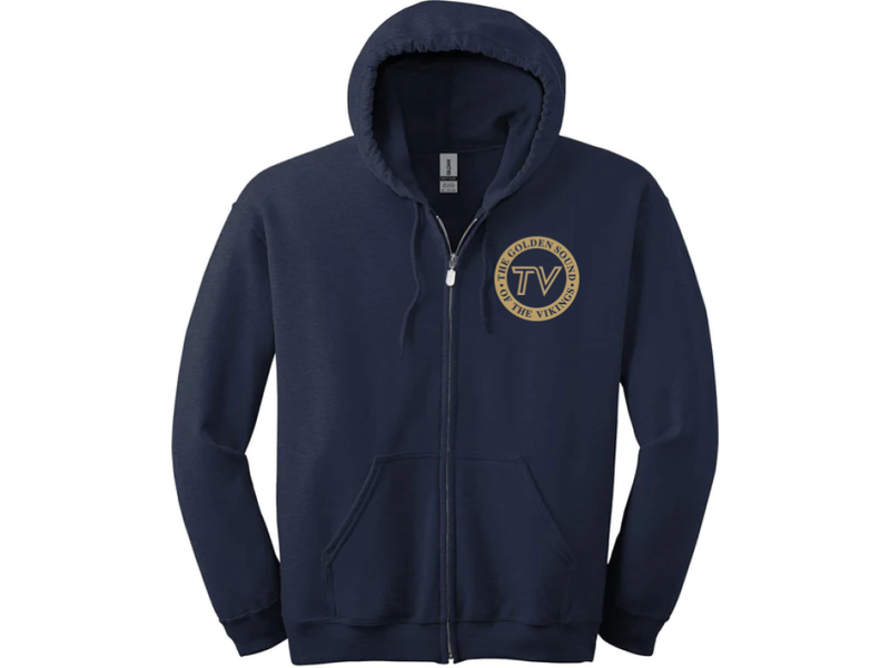 Embroidered Golden Sound Zip Up Hoodie (Navy)