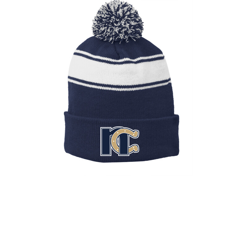 Sport-Tek® Stripe Pom Pom Beanie