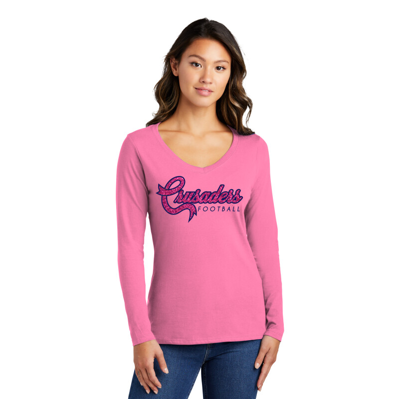 Breast Cancer Awareness - Ladies Long Sleeve Fan Favorite V-Neck Tee