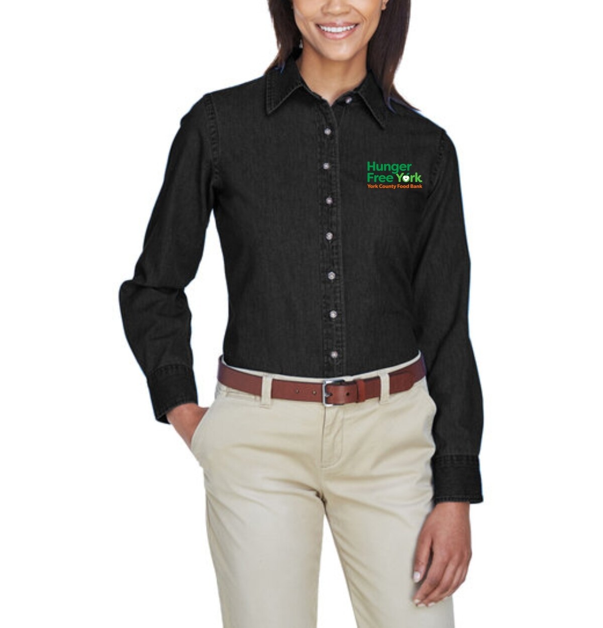 Ladies&#39; Long-Sleeve Denim Shirt
