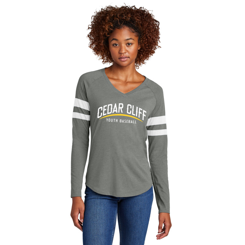 Sport-Tek Ladies Halftime Stripe Long Sleeve V-Neck Tee