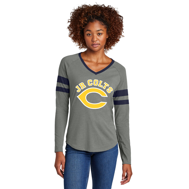 Sport-Tek Ladies Halftime Stripe Long Sleeve V-Neck Tee