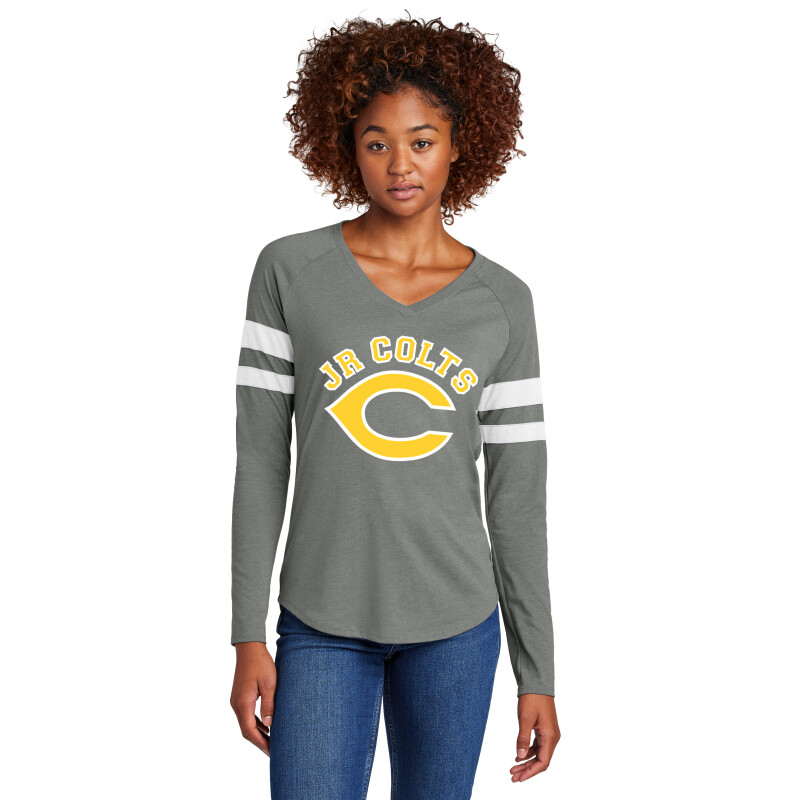 Sport-Tek Ladies Halftime Stripe Long Sleeve V-Neck Tee