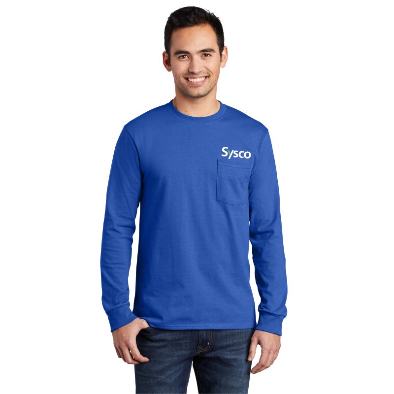 Port &amp; Company® Tall Long Sleeve Essential Pocket Tee