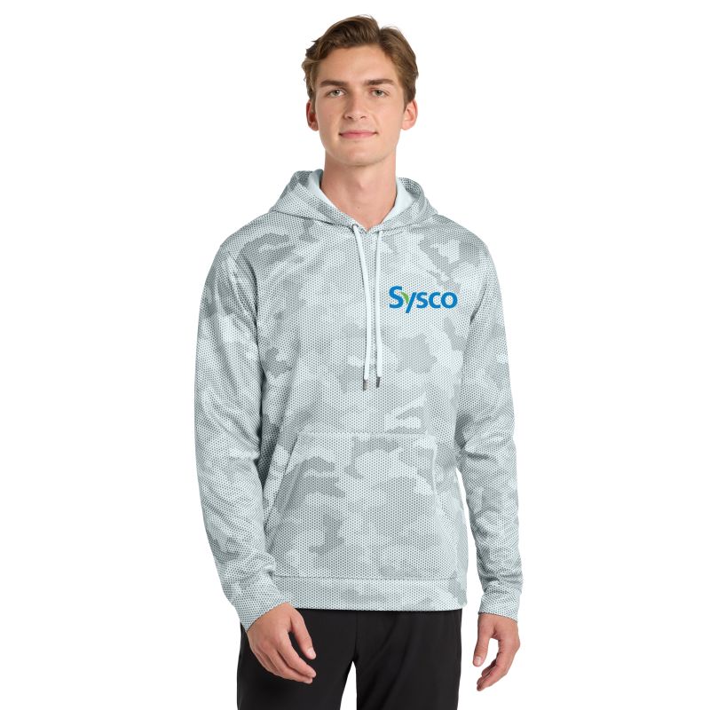 Sport-Tek® Sport-Wick® CamoHex Fleece Hooded Pullover, Color: White